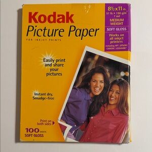Kodak Picture Paper 100 Soft Sheets. Print on Both Sides. Soft Gloss